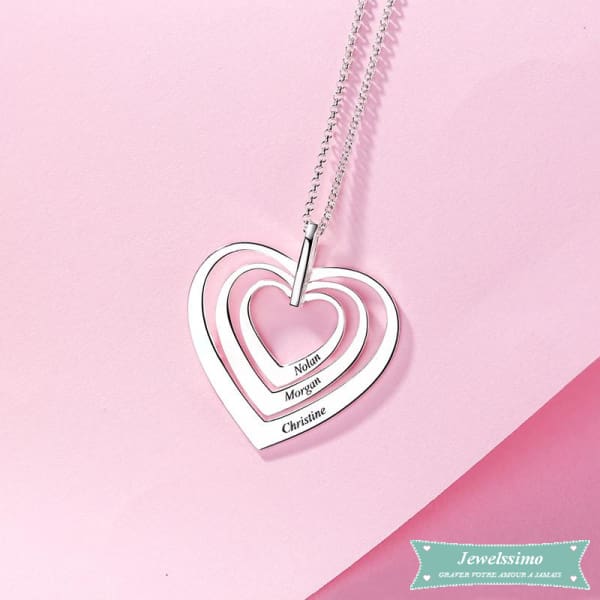 Collier Famille Sweet Heart En Argent Sterling 925