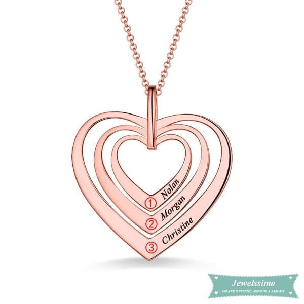 Collier Famille Sweet Heart En Plaqué Or Rose
