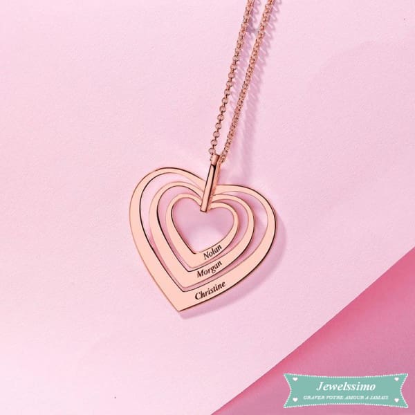 Collier Famille Sweet Heart En Plaqué Or Rose