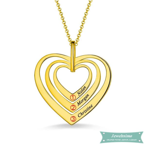 Collier Famille Sweet Heart En Plaqué Or
