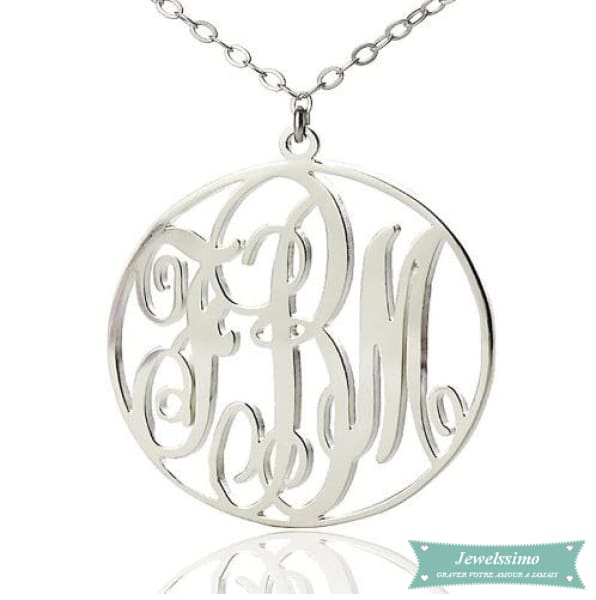 Collier monogramme So chic 3 lettres initiales Argent sterling / 35cm collier monogramme