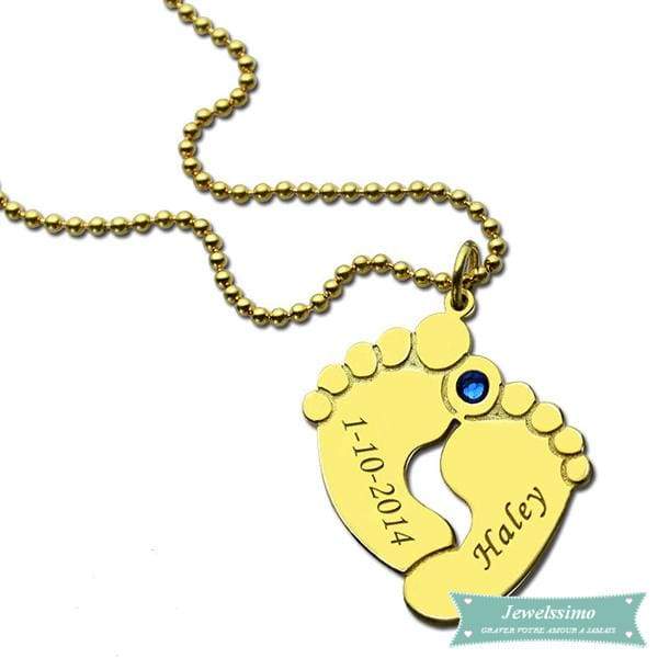 Collier Prénom Pieds De Bébé En Plaqué Or Bébé