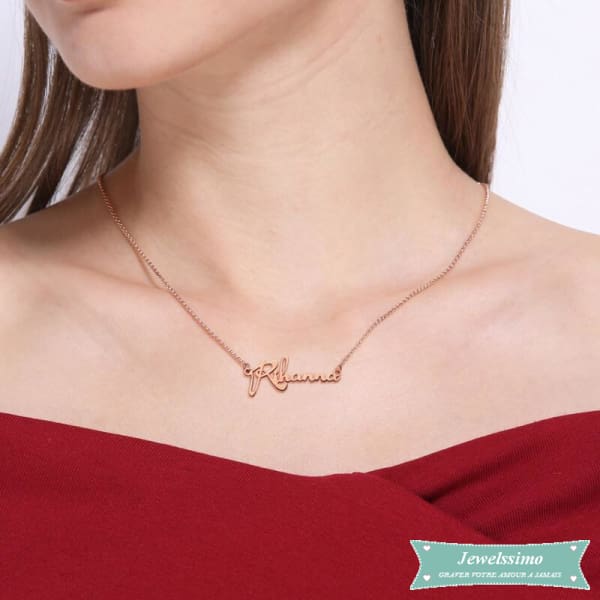 Collier Prénom Rihanna En Plaqué Or Rose