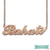 Collier Prénom Style Carrie Diamant Serti En Plaqué Or Rose Carrie