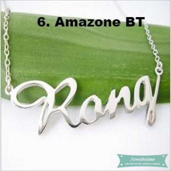 Collier prénom style Carrie en plaque or rose avec pierre de naissance Carrie