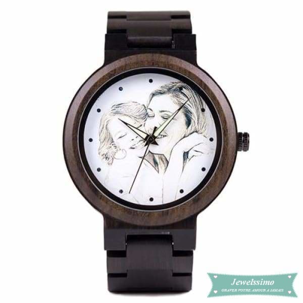 Montre photo en bois Dark Skin pour femme montre bois