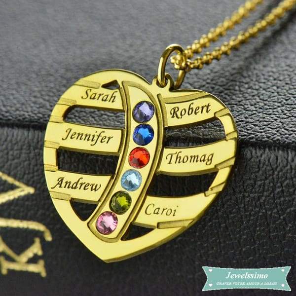 Pendentif Famille 6 Prénoms En Plaqué Or Famille