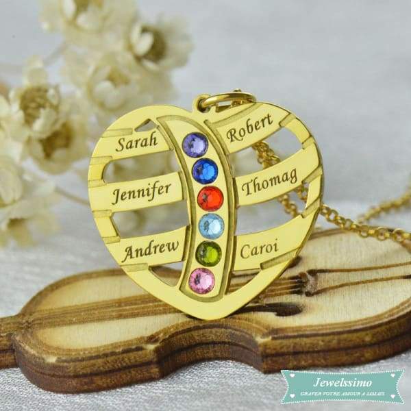 Pendentif Famille 6 Prénoms En Plaqué Or Famille