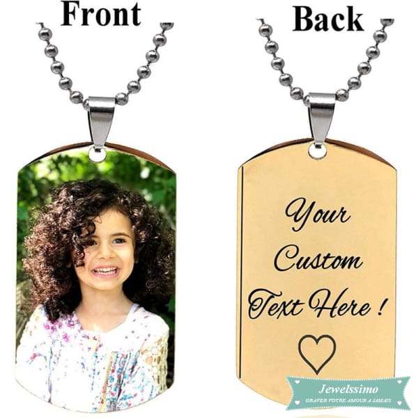 Pendentif photo en couleur Ma douceur 35cm / Argent pendentif photo