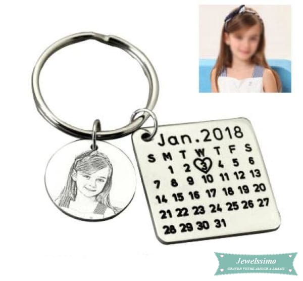 Porte clé Ma Date Anniversaire à graver pour toujours porte clé