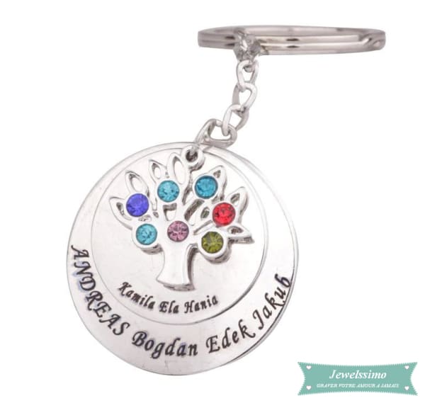 Porte clé Tree of life avec pierre de naissance Arbre de vie