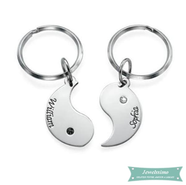 Porte clef Yin Yang personnalisé en argent ou plaqué or Plaqué or rose porte clé