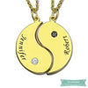 Collier Couple Yin Yang En Argent Sterling 925 Or / 35Cm Couple
