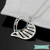 Collier Famille 6 Prénoms Avec Pierre De Naissance En Argent Sterling Famille