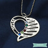 Collier Famille 6 Prénoms Avec Pierre De Naissance En Argent Sterling Famille