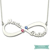 Collier Infini Bonheur Avec 2 Pierres De Naissance En Argent Sterling 925 35Cm Infini