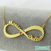 Collier Infini Bonheur Avec 2 Pierres De Naissance En Argent Sterling 925 Infini