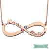 Collier Infini Bonheur Avec 2 Pierres De Naissance En Plaqué Or Rose 35Cm Infini