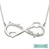 Collier infini double coeur 2 prénoms en argent sterling 925 35cm Infini
