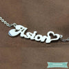 Collier Prénom Banana + Coeur En Argent Sterling 925 Prénom