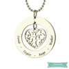 Pendentif Famille Coeur Arbre De Vie En Argent Sterling 35Cm Famille