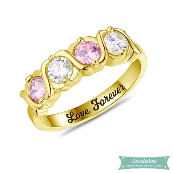 Bague couple Love forever en plaqu or jaune avec gravure