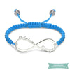 Bracelet Cordon Infini Eternellement En Argent 925 Bleu Bracelet Infini