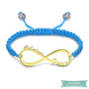 Bracelet Cordon Infini Eternellement En Plaqué Or Jaune Bleu Bracelet Infini