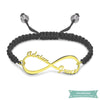 Bracelet Cordon Infini Eternellement En Plaqué Or Jaune Noir Bracelet Infini