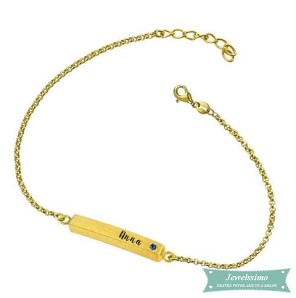 Bracelet femme personnalisé Mon bonheur 4 prénoms plaqué or jaune