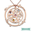 Collier Arbre De Vie 4 Prénoms En Plaqué Or Rose 35Cm Arbre De Vie