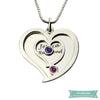 Collier Couple Coeur En 3D Argent Sterling 35Cm