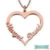 Collier Couple Heart En Plaqué Or Rose 35Cm