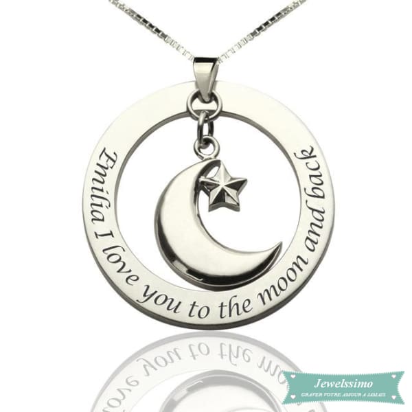 Collier Couple Love To The Moon En Argent Sterling 925 35Cm