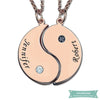 Collier Couple Yin Yang En Plaqué Or Rose 35Cm