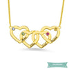 Collier famille Quadruple coeur en plaqué or jaune 35cm Famille