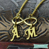 Collier Infini 2 Lettres Initiales En Plaqué Or