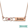 Collier Infini Barre Personnalisée Avec Pierre De Naissance En Plaqué Or Rose 35Cm