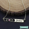 Collier Infini Barre Personnalisée Avec Pierre De Naissance En Plaqué Or Rose