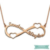 Collier Infini Double Coeur 2 Prénoms En Plaqué Or Rose 35Cm Infini