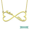 Collier Infini Double Coeur Pour Couple En Plaqué Or 35Cm