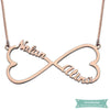 Collier infini double coeur pour couple en plaqué or rose 35cm Infini