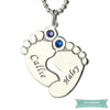 Collier prénom 2 pieds de bébé en argent 925 35cm Bébé