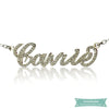 Collier Prénom Style Carrie Diamant Serti En Argent 35Cm Carrie