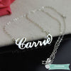 Collier Prénom Style Carrie En Argent 925 Avec Pierre De Naissance Carrie