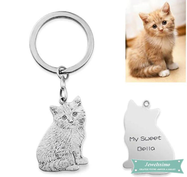 Porte clé personnalisé Mon Chat avec photo et gravure au dos pas cher –  Jewelssimo