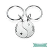 Porte clef Yin Yang personnalisé en argent ou plaqué or porte clé